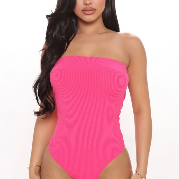 Fashion Nova Tops Fashion Nova Hot Pink Strapless Body Suit